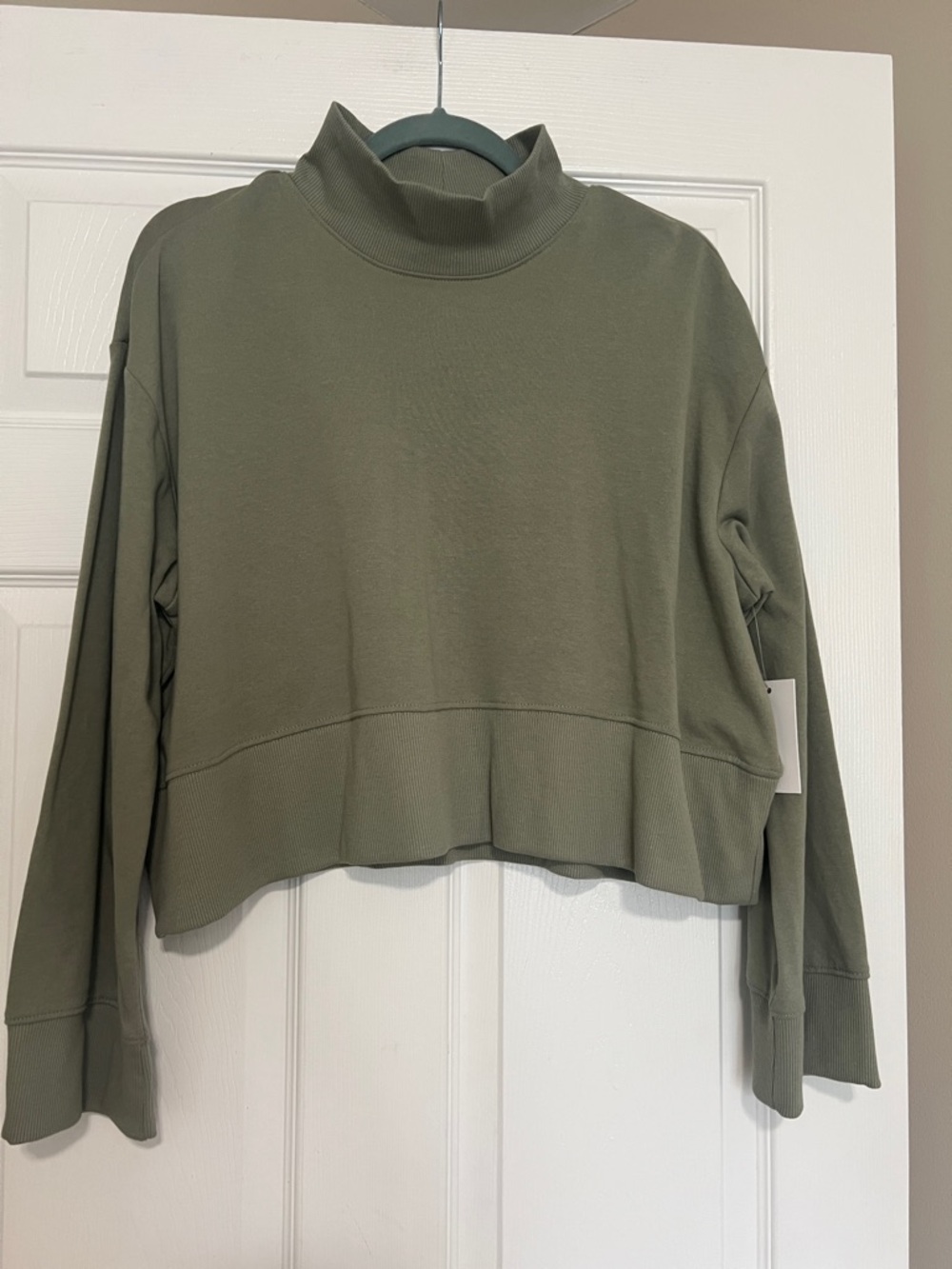 Sonoma Olive Ribbed Mock Neck Sweatshirt
